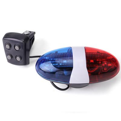 Fahrradklingel Polizeiauto Licht 6LED 4 Töne Fahrradhupe LED Warnung Fahrrad Polizei Licht Elektronische Hupe Fahrradlicht Reitzubehör