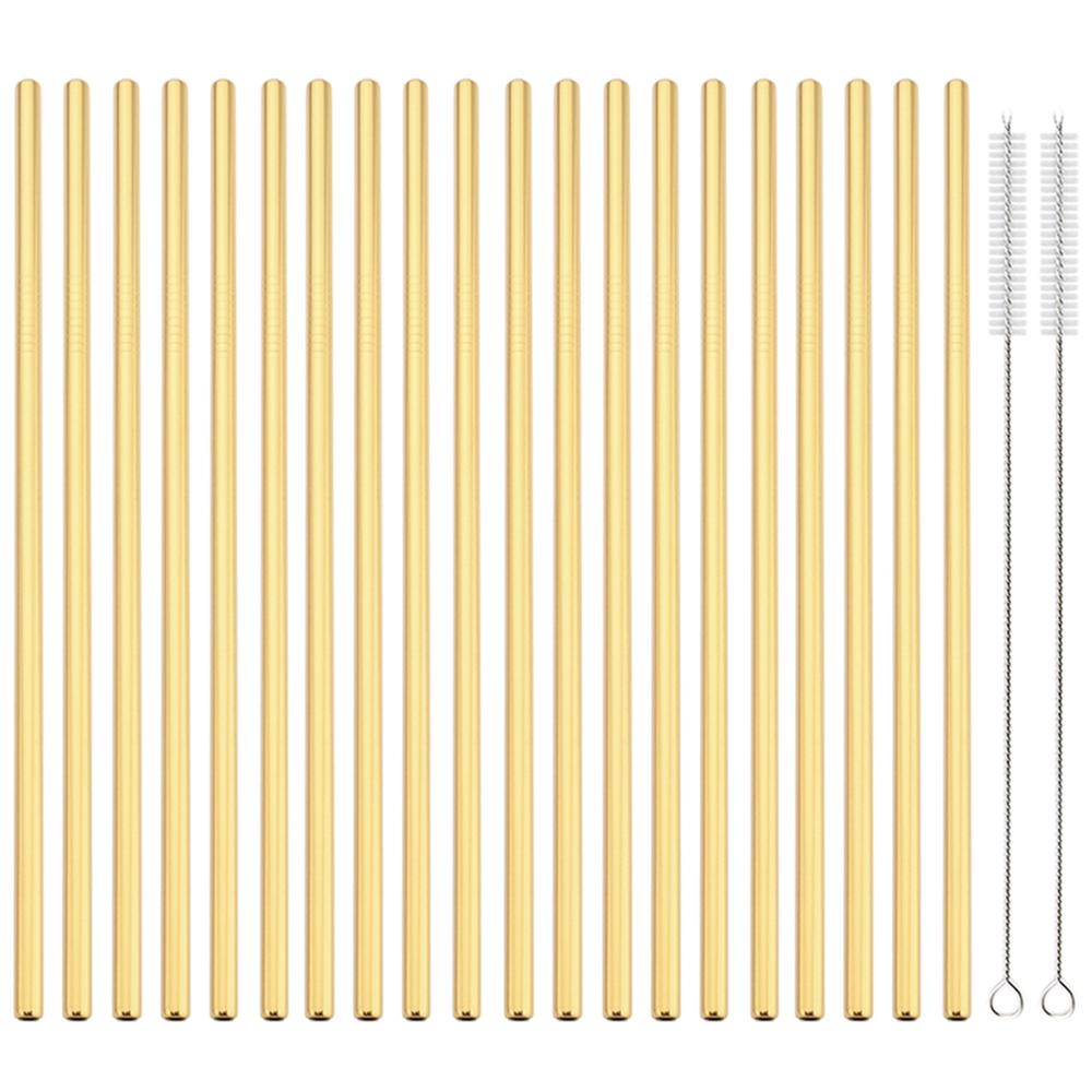 20Pcs 304 Stainless Steel Drinking Straw High Quality Straw Set Eco-friendly Reusable Metal Straws Set Party Juice Bar Accessory
