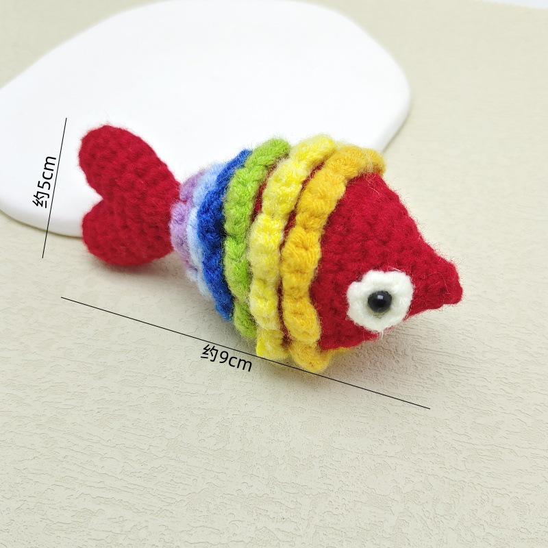 Hand-Knitted Small Koi Fish Keychain Pendant - Clownfish Festive Gift Ornament
