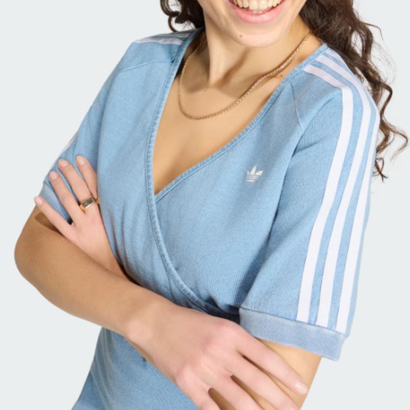 Adidas Originals Adilenium Season 5 Knitted Sports Striped Short Sleeve Dress Women dresses KZ5056