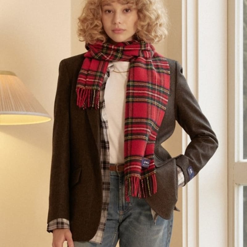 ABRAHAM MOON Merino Wool Muffler 25cm - Royal Stewart