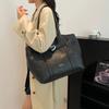 Casual Tote PU Pleated Zipper Top Handle Bags Large Size Personality Retro Feeling Advanced Quality Bags