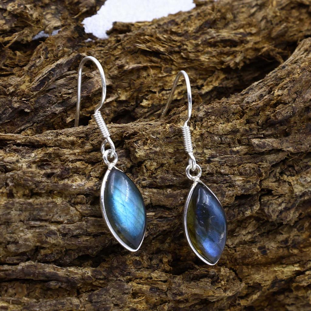 Labradorite Gemstone Earring, Women Dangle Earring, 925 Sterling Silver, Birthstone Earring, Handmade Earring, Gift For Her
