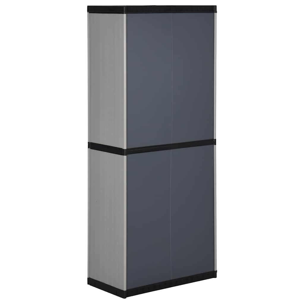 Garden Storage Cabinet with 3 Shelves Grey & Black 68 x 40 x 168 cm