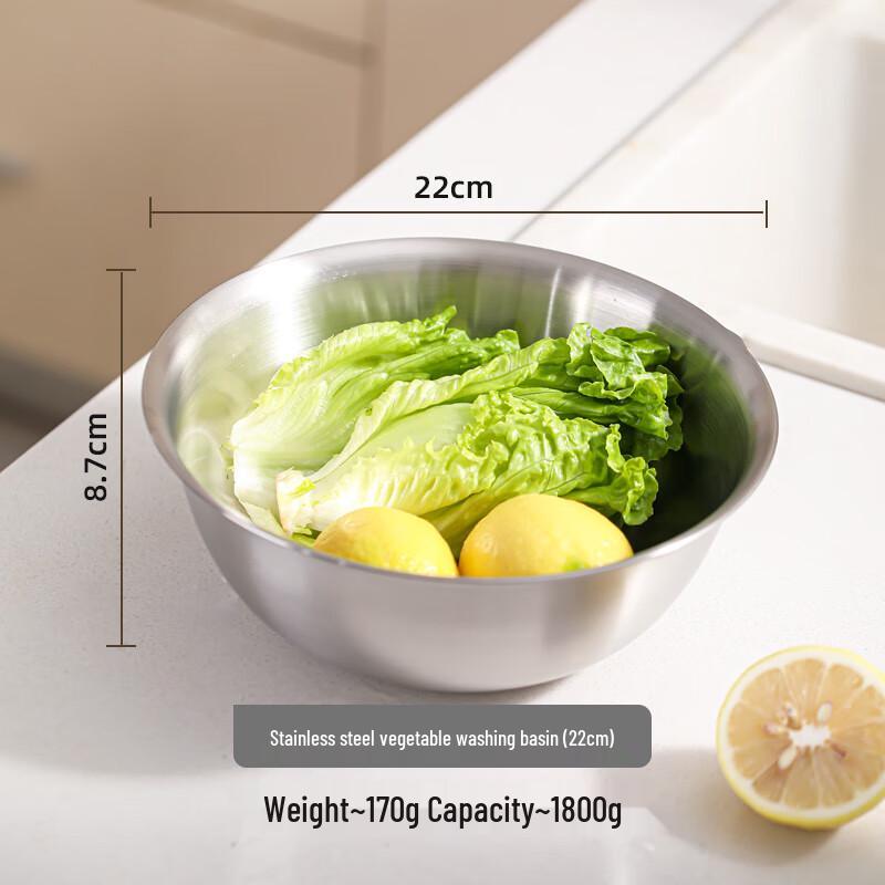 Wuhe 22cm 304 Stainless Steel Kitchen Bowl