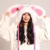 Looping Ears Rabbit Hat for Women with Furry Pullover Hat Showing Face Small Ear Protection Bag Head Hat Thickened Lei Feng Hat Trendy