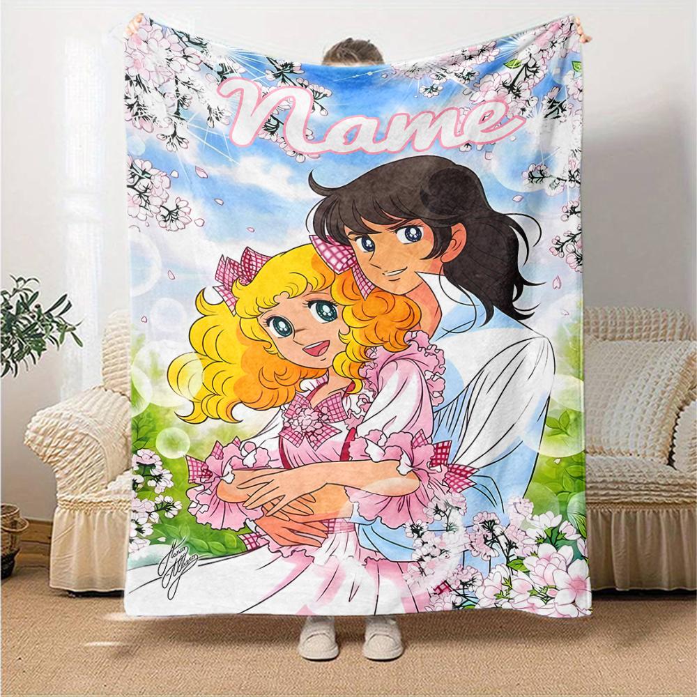 Customiz Name Personality Candy Candy (2) Blanket Soft &Warm Sofa Office Bed Travel Lunch Break Blanket, Gift Suitable for All Seasons