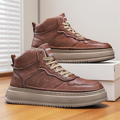 New Designer High Top SkateBoard Shoes for Men High Quality Fashion Casual Leather Sneakers Male Solid Color Autumn Man Sneakers