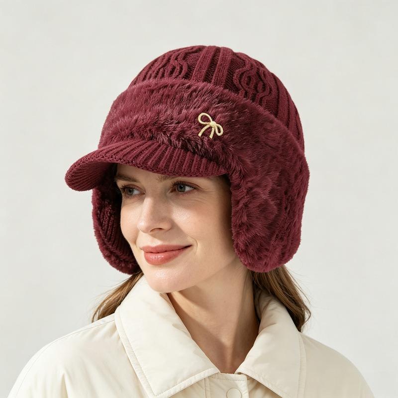 Women S Winter Fleece Knit Earflap Cap For Middle Aged Moms