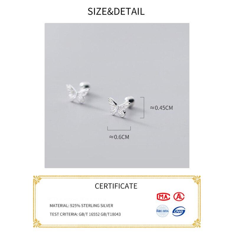 Kolczyki motylki ze srebra próby 925 dla kobiet sztyfty 925 małe srebrne kolczyki biżuteria kolczyk dla kobiety sztyft srebrny 925
