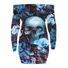Women's Casual Fashion 2022 Lace-Up Strapless Halloween Print Mid-Length Sweatshirt Dress