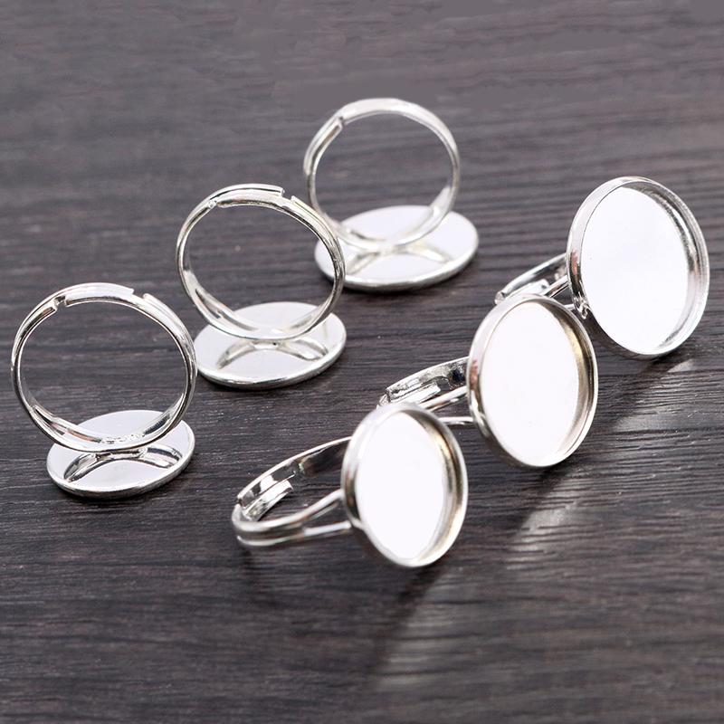 

10pcs/Lots 8/10/12/14/16/18/20mm Iron Metal Adjustable Ring Settings Blank/Base,Fit 8-20mm Glass Cabochons,Buttons 8mm серебряный