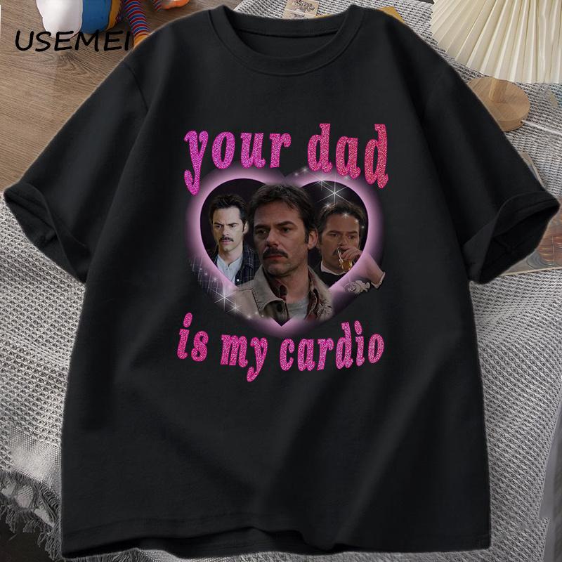 Your Dad Is My Cardio Tshirt Daddy Swan Tee Shirt Unisex Women Graphic Printed Tshirt Crewneck Loose Tops Fashion Clothes