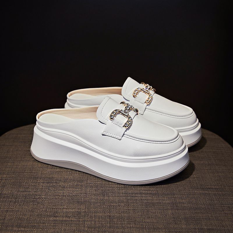 

Baotou half shappers женские новые туфли на толстой подошве без каблука с полуподдержкой летом 2025 года носят ленивые туфли с одной педалью 40