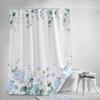 Shower Curtain Bathroom Set Hydrangea Eucalyptus Watercolor Floral Waterproof Fabric Shower Curtains with Grommets&Hooks Country Pastoral Gradient