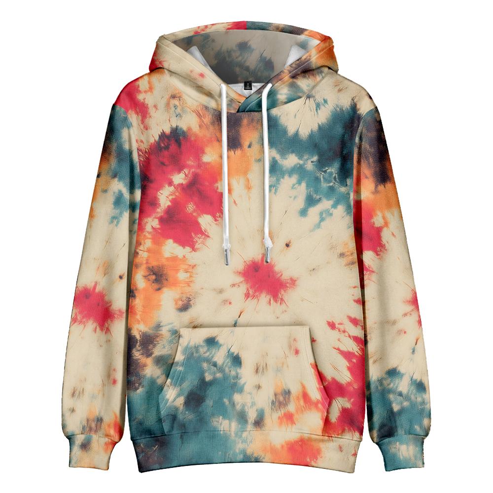 Tie Dye Hoodie Women Unisex Trippy Psychedelic Swirl Pattern Pullover Soft Streetwear Hooded Sweatshirt with Pocket for Festival