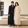 Herren- und Damen-Winter-Flanell-Langmantel-Pyjama - Beidseitiger Korallenfleece, Knöchellang