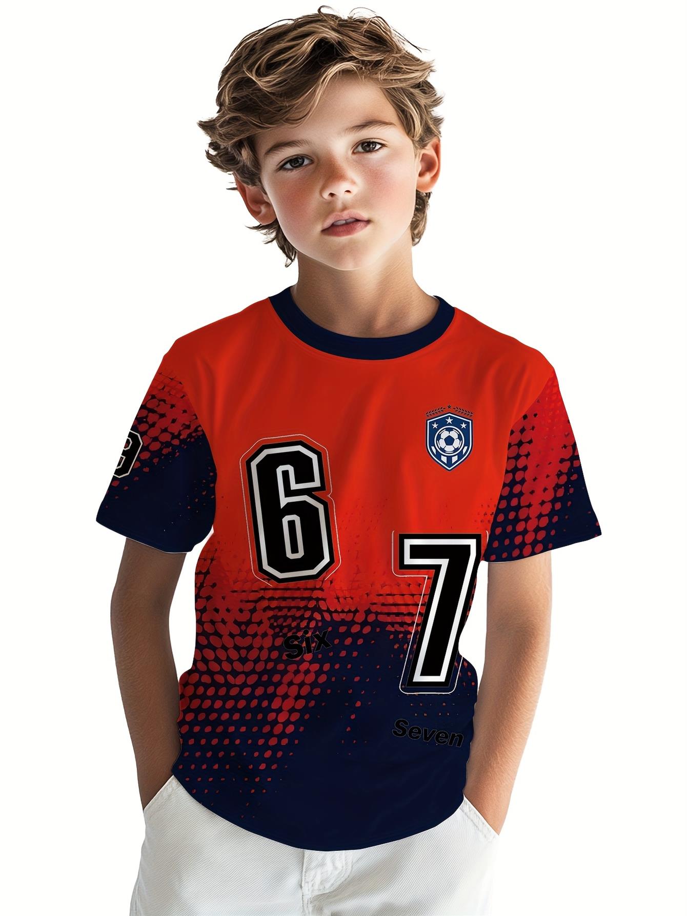 Boys  T-shirt, 3D digital printing, versatile, fashionable and casual T-shirt, comfortable and versatile top 100