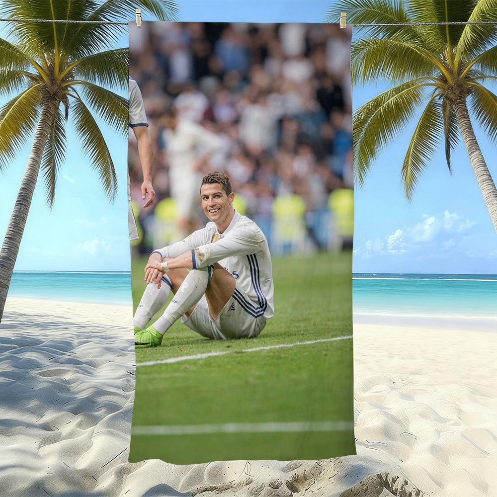 Asciugamano da Spiaggia in Microfibra Stampato Sport Calcio Asciugatura Rapida Morbido Assorbente Asciugamano da Bagno per la Costa