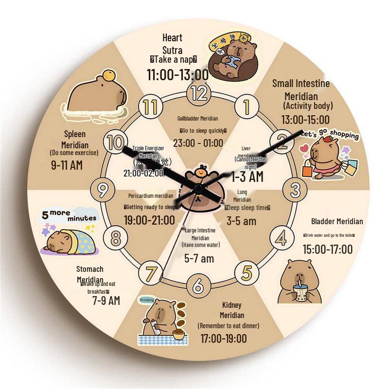 Traditional Chinese Medicine Meridian Health Wall Clock with Silent Mechanism