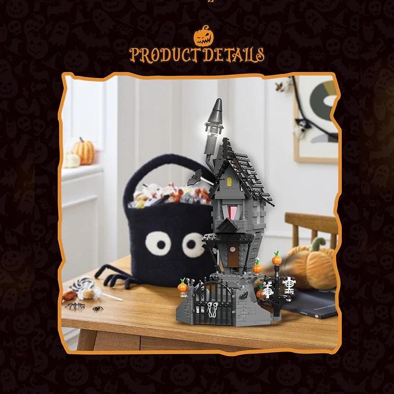 581PCS Nightmareal Castle Building Blocks Ghost Skeletion Pumpkin Hut MOC Bricks Set Kids DIY Toys Christmas Holiday Gifts