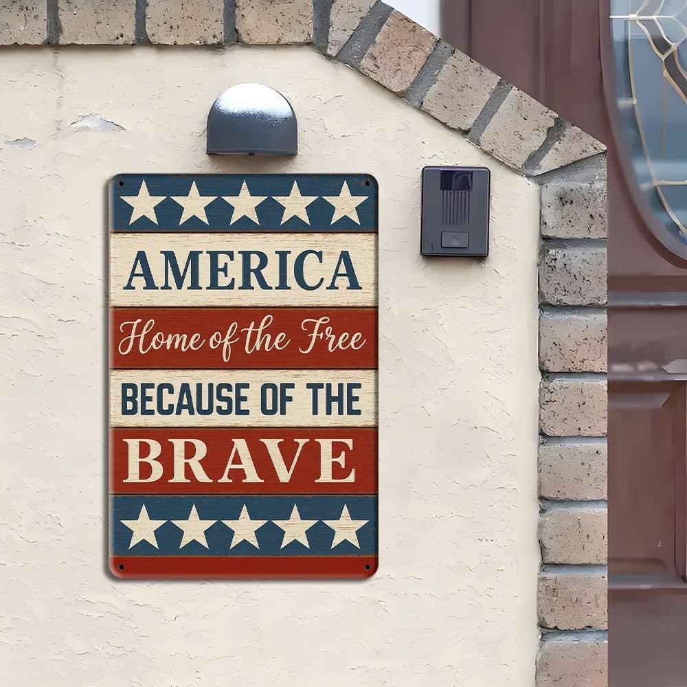 Rustikales 8x12in Amerikanische Flagge Aluminiumschild für Innen/Außen