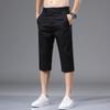 Summer Mens Cotton  Cropped Pants Fashion Casual Loose  Leg Straight Trouser Vintage Calf-Length Shorts Streetwear