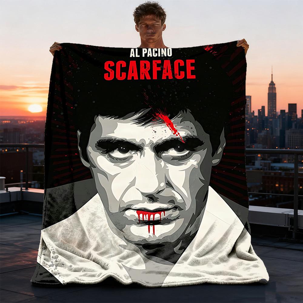 1pc Scarface Outdoor Flannel Blanket for Girls Soft, Lightweight Throw Perfect for Camping, and Gifting, Digital