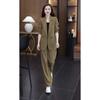 Spring New Plus Size Suit Set: Loose Fit Slimming Casual Blazer with Elastic Waist & Straight Leg Pants, Two-Piece Professional Outfit