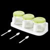 Camellia Glass Seasoning Set with Spoons and Base