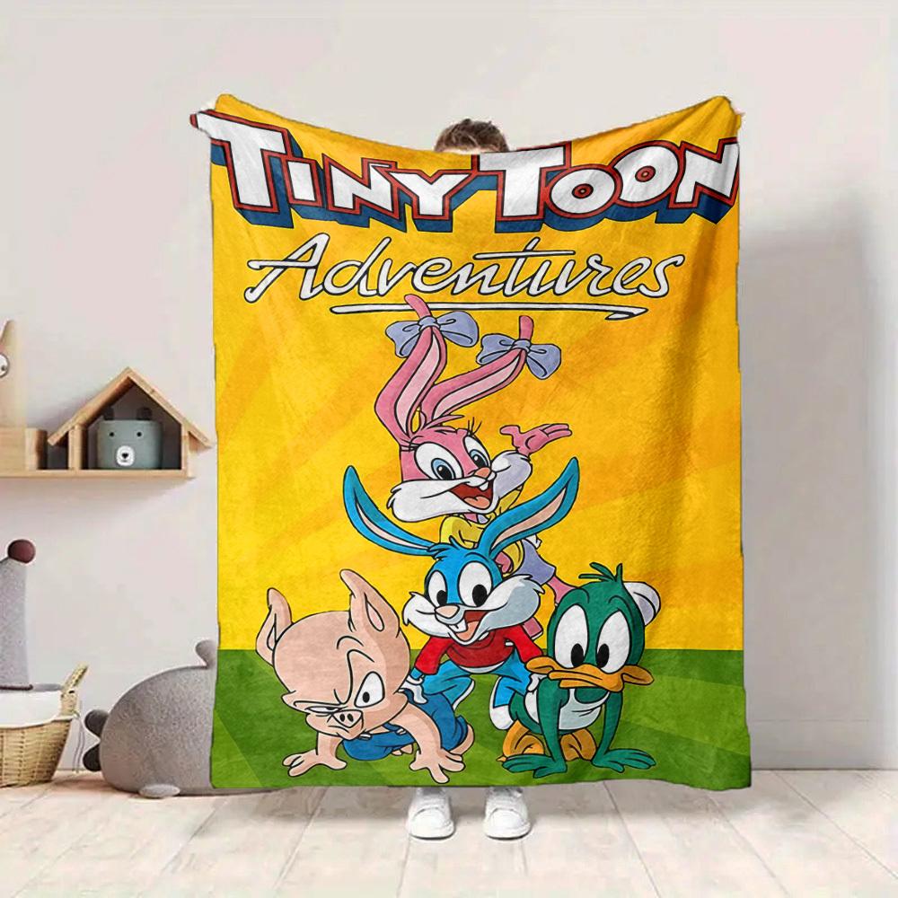 1pc Tiny Toon Adventures Flannel Throw Blanket - HD Printed Lightweight Soft Warm All-Season Blanket for Sofa, Bed, Travel006