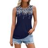 Women's Summer Vest Loose Pleated Round Neck Shirt Casual Sleeveless Top
