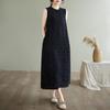 Elegant Round-Neck Sleeveless Tank Dress for Women New Summer Style Loose-Fitting Textured High-End Exquisite Long Dress