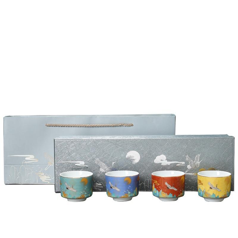 4Pcs Creative Ceramic Coffee Cup,Colorful Latte Cups,Pottery Tea Cup Gift Box,Porcelain Afternoon Teacup,Coffee Cup,Water Mugs