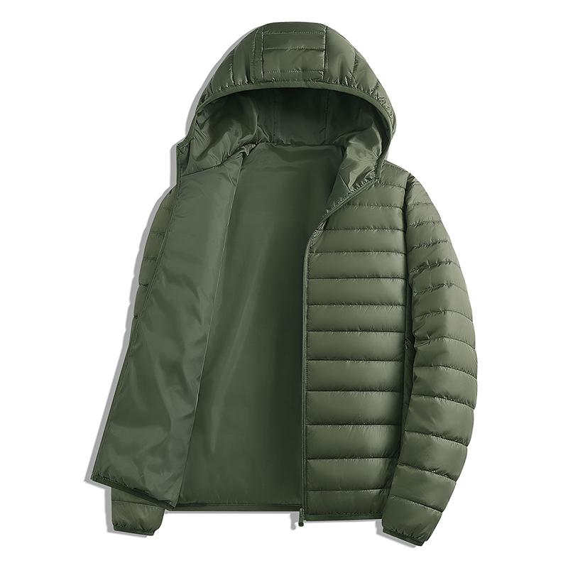 Men's Cotton Jacket Winter New Outdoor Warm Lightweight, Durable Cotton Jacket Simple Solid Color Hooded Work Clothes