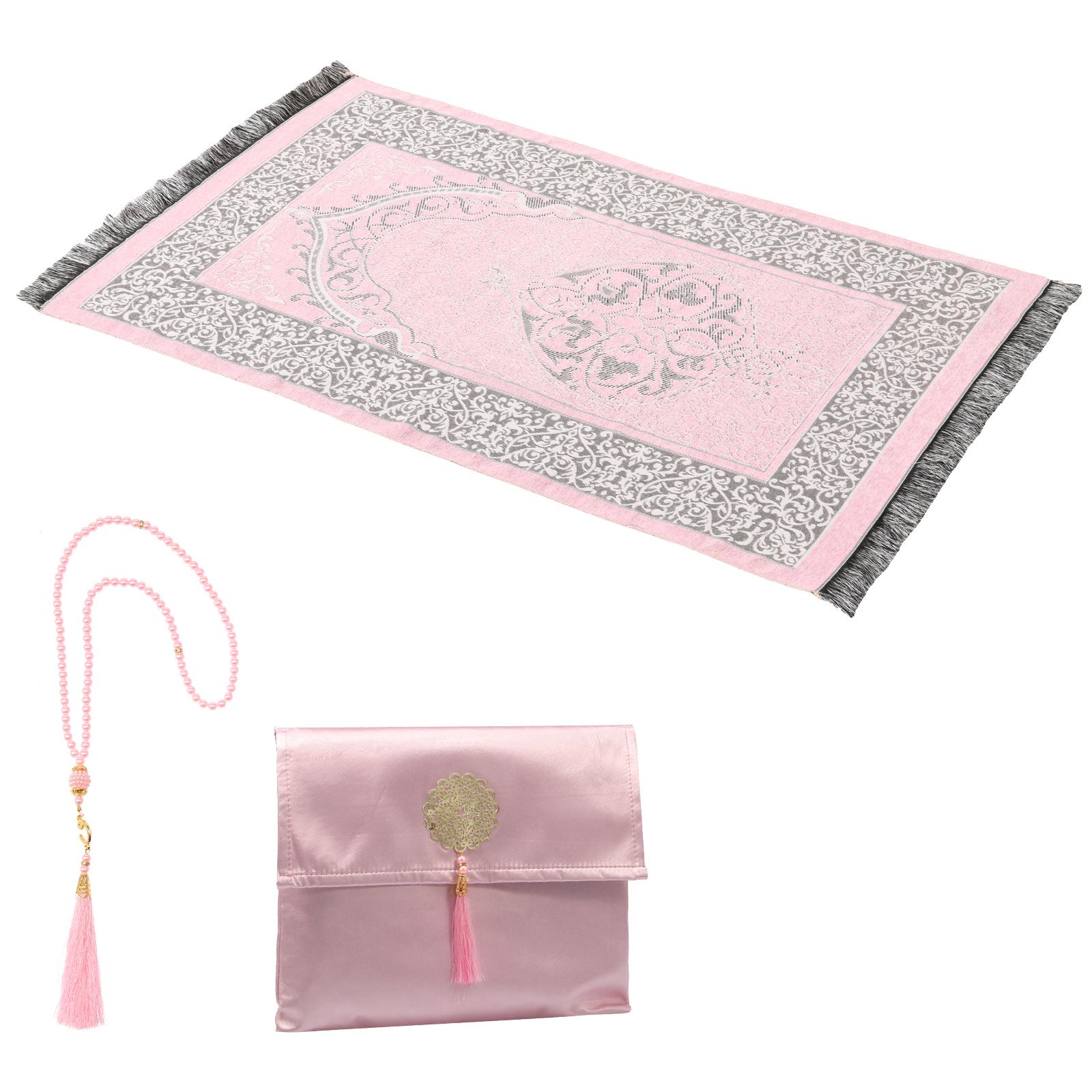 

М який килимок для молитви кишеньковий з китицями та чохлом, складаний, для подорожей рожевий