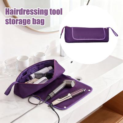 Sac de Rangement pour Outils Capillaires Trousse de Toilette Portable Organisateur d'Outils de Coiffure de Voyage avec Tapis Résistant à la Chaleur pour Lisseurs