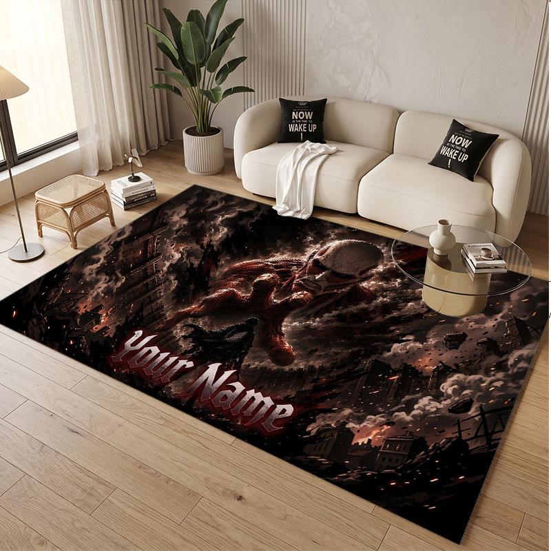 Custom Name Crystal Velvet Rug,Attack on Titan Comfortable Anti Slip Floor Mat For Room Decoration