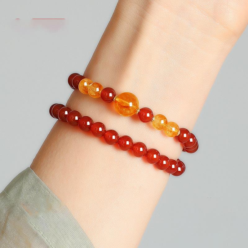 

Natural agate optimization citrine beaded bracelet women s niche design light luxury fashion high sense versatile jewelry