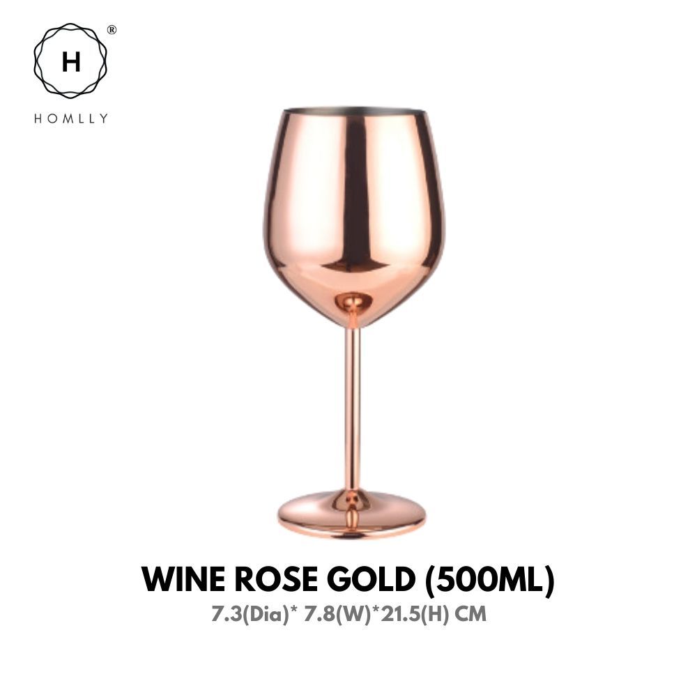 

Homlly Unbreakable BPA Free Stainless SteelChampagne Wine Cocktail Glass X2PCS Wine Rose Gold X2