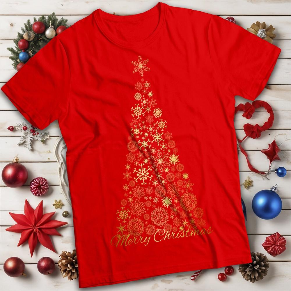 

Мужская и женская минималистичная рождественская футболка с изображением снежинки #MC 4XL