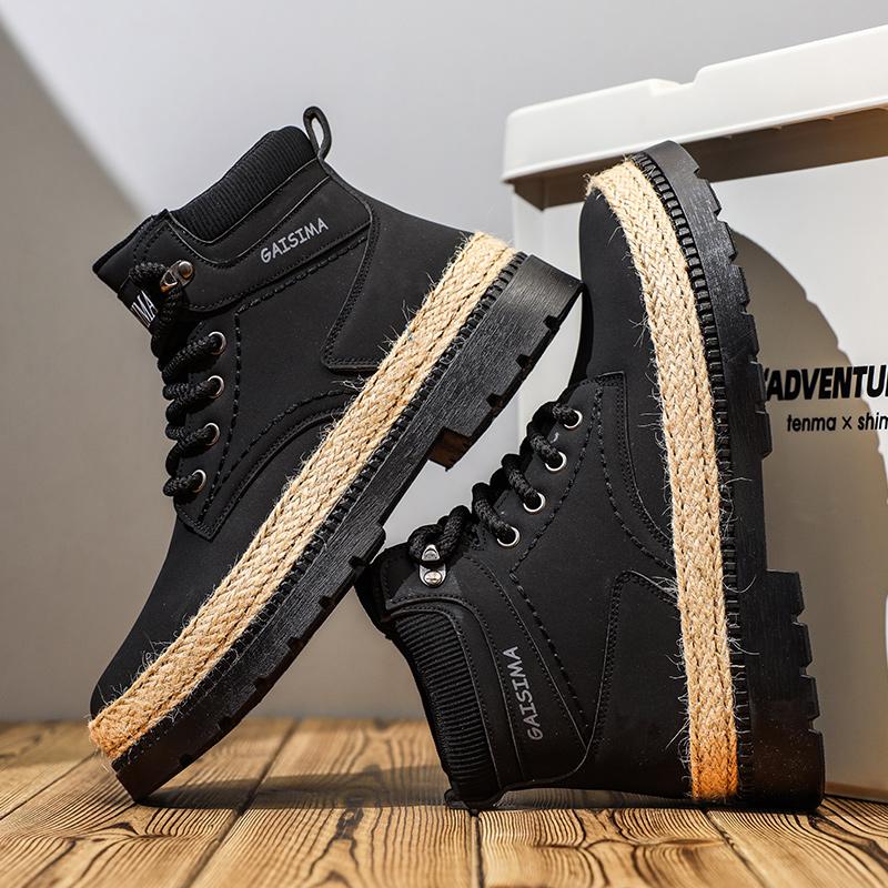 Новые модные осенние и зимние мужские высокие ботинки martin для студентов, трендовые рабочие туфли на мягкой подошве для мальчиков, кроссовки Martin с защитой труда 39