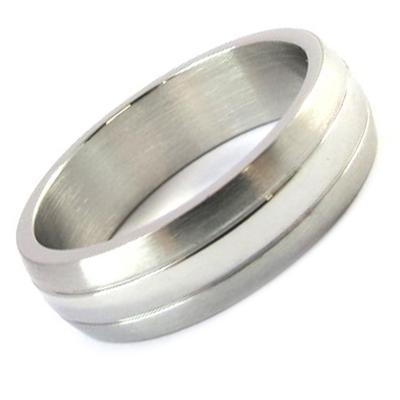 Steel Wedding Ring 'Peaceful' Silver Gray - 6 Mm