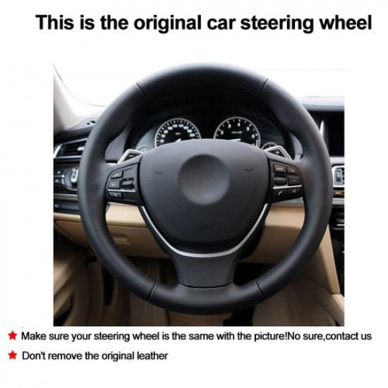 For BMW F10 520i 528i 2014 730Li 740Li 750Li Hand Sewing Steering Wheel Cover