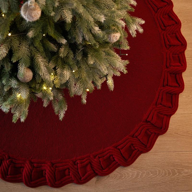 Christmas Tree Skirt Decoration Props Knitted Christmas Gift Plaid Tree Skirt 48 Inches
