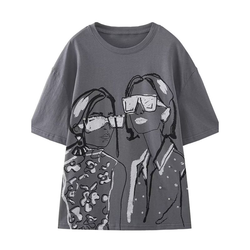 Women's Kaslead Fashion Style Print Short Sleeve T-shirt