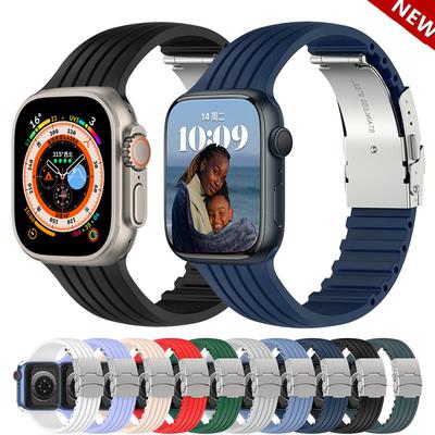 Bracelets en silicone Pour Apple Watch 10 bracelet 44mm 40mm 45mm 41mm 49mm 42mm 46mm correa bracelet iwatch series 3 5 6 se 7 8 ultra 2 9