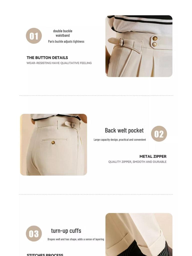 Men's All-Season Loose Fit Korean Style Straight Trousers - Solid Color Fashionable Casual Suit Pants