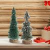 Realistic Miniature Christmas Tree Wood Base Desktop Christmas Tree Ensembles with Realistic Snowy Appearance