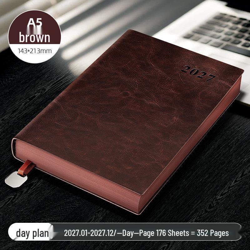 2026 A5 Planner: Soft Leather Cover, Annual Calendar, Custom LOGO Efficiency Notebook